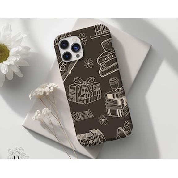 Protective iPhone Case Book Club Collage Phone Case Librarian Inspired Light Academia Cover IP13/14 Magnetic MagSafe Compatible