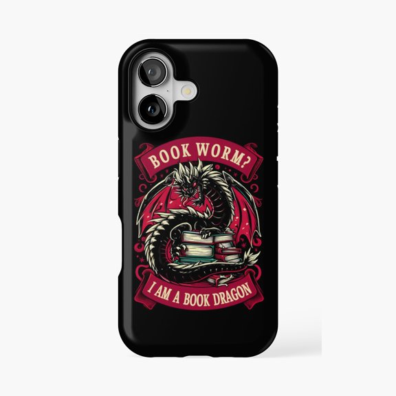 Protective iPhone Case Book Worm No I Am A Book Dragon Fantasy Reading Phone Case IP13/14 Magnetic MagSafe Compatible