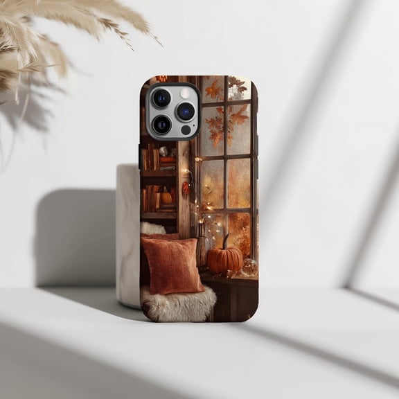 Protective iPhone Case Bookish Library Cozy Winter Reading Book Candlelight Hard Cover IP13/14 Magnetic MagSafe Compatible