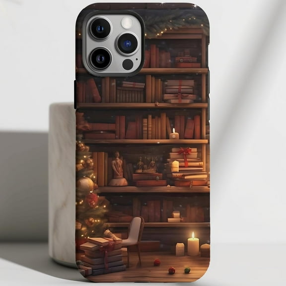 Protective iPhone Case Bookish Winter Phone Case Library Bookshelf Slim Cover Version IP13 Pro Magnetic MagSafe Compatible