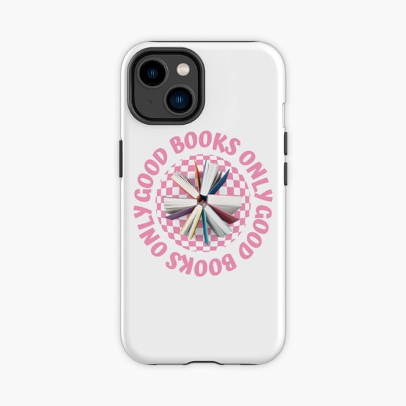 Protective iPhone Case Bookish Y2K Checkered Good Books Only Phone Case IP15 Magnetic MagSafe Compatible