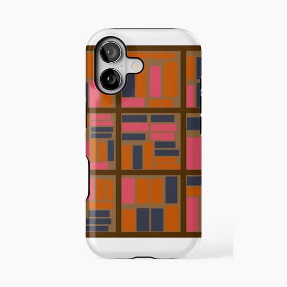Protective iPhone Case Bookshelf Map And Compass Literary Design Phone Case IP15 Magnetic MagSafe Compatible