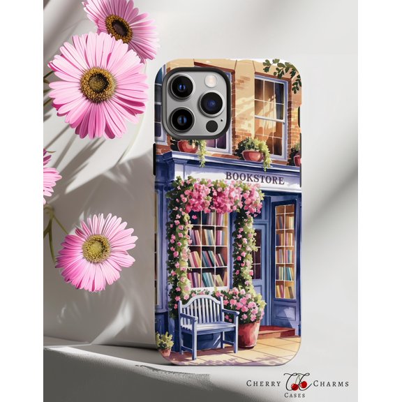 Protective iPhone Case Bookstore Cell Phone Case Floral Aesthetic Book Lover Library Cover IP13/14 Magnetic MagSafe Compatible