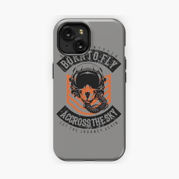 Protective iPhone Case Born To Fly Jet Pilot Inspired Protective Phone Case Military Aviation Airplane Blueprint Shield IP13/14 Magnetic MagSafe Compatible