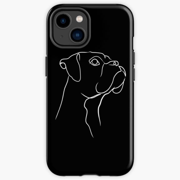 Protective iPhone Case Boxer Dog Line Art Minimalist Continuous Contour Outline Cover IP15 Magnetic MagSafe Compatible