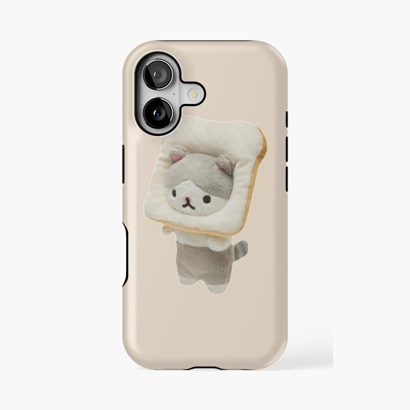 Protective iPhone Case Bread Cat Plushie Cute Design Phone Case IP13/14 Magnetic MagSafe Compatible