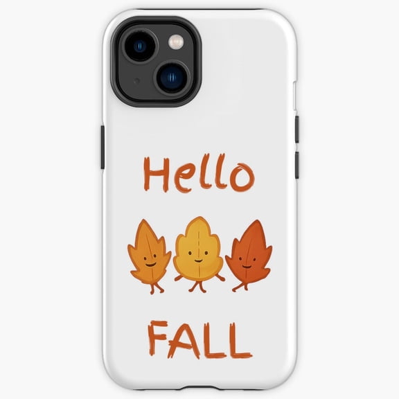 Protective iPhone Case Bright Leaf Trio Minimalist Autumn Botanical Outline Shell IP15 Magnetic MagSafe Compatible