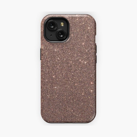 Protective iPhone Case Bronze Gold Burnished Metallic Brown Faux Glitter Phone Case Shiny Sparkle Glam Cover IP15 Magnetic MagSafe Compatible