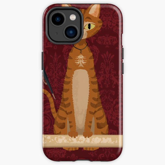 Protective iPhone Case Brown Cat Writing Scroll Medieval Art Ancient Manuscript Shield IP13/14 Magnetic MagSafe Compatible