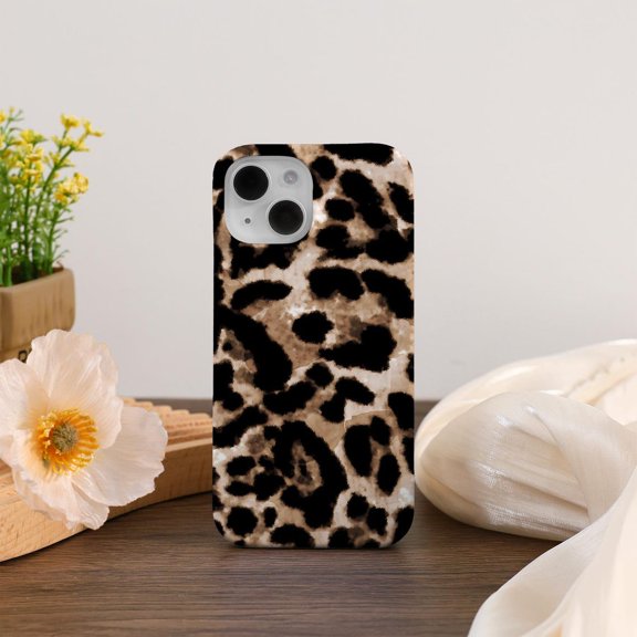 Protective iPhone Case Brown Leopard Grain Neutral Animal Texture Safari Jaguar Spot Shield IP13/14 Magnetic MagSafe Compatible