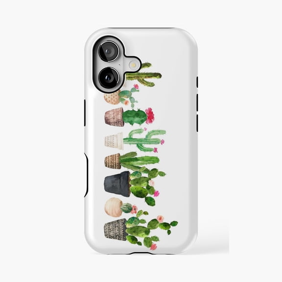 Protective iPhone Case Cactus Houseplant Botanical Design Phone Case IP13/14 Magnetic MagSafe Compatible