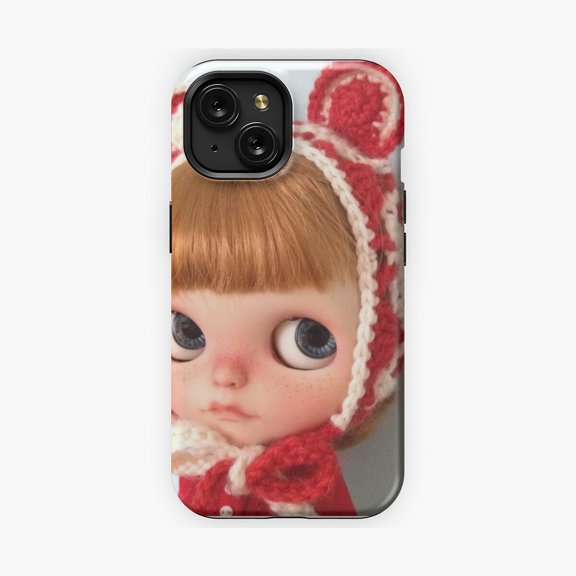 Protective iPhone Case Candy Cane Inspired Blythe Pattern Decorative Phone Case Big Eyed Doll Sweet Stripe Graphic Cover IP13/14 Magnetic MagSafe Compatible
