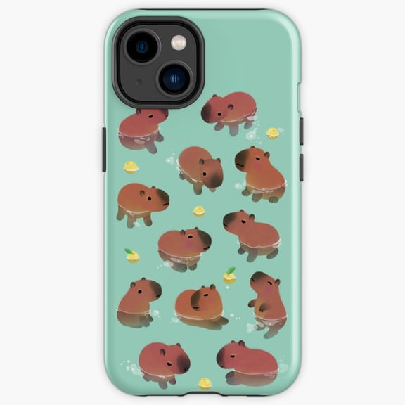 Protective iPhone Case Capybath Time Cute Giant Rodent Hot Spring Citrus Portrait Cover IP15 Magnetic MagSafe Compatible