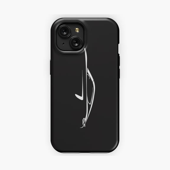 Protective iPhone Case Car Silhouette Phone Case White Outline Design IP15 Magnetic MagSafe Compatible