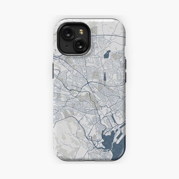 Protective iPhone Case Cardiff Wales Coastal City Map Phone Case IP16 Magnetic MagSafe Compatible
