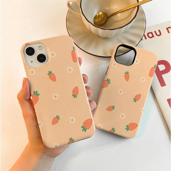 Protective iPhone Case Carrot Pattern Phone Case Fun Playful Design IP13/14 Magnetic MagSafe Compatible
