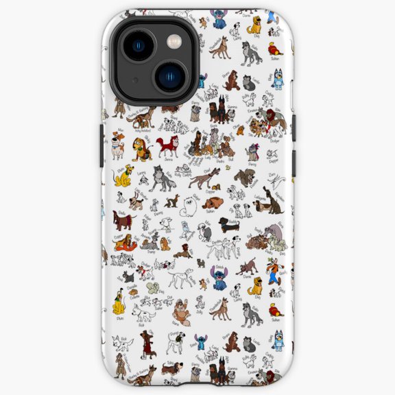 Protective iPhone Case Cartoon Dogs With Names Educational Puppy Breeds Chart Pattern Shield IP13/14 Magnetic MagSafe Compatible