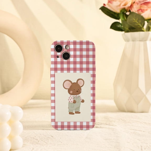 Protective iPhone Case Cartoon Mouse Cute Small Animal Character Portrait Pattern Cover IP15 Magnetic MagSafe Compatible