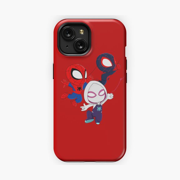 Protective iPhone Case Cartoon Spiders Ghost Cute Baby Girl Amazing Friends Superhero Mesh Grid Pattern Phone Case Layout IP15 Magnetic MagSafe Compatible