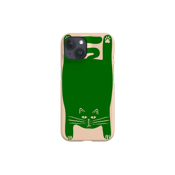 Protective iPhone Case Cat Bold Cute Pet Kitten Cover Off White Green Feline Shield IP15 Magnetic MagSafe Compatible