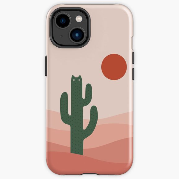 Protective iPhone Case Cat Landscape Eighty Four Cattus Saguaro Cactus Desert Feline Shield IP16 Magnetic MagSafe Compatible