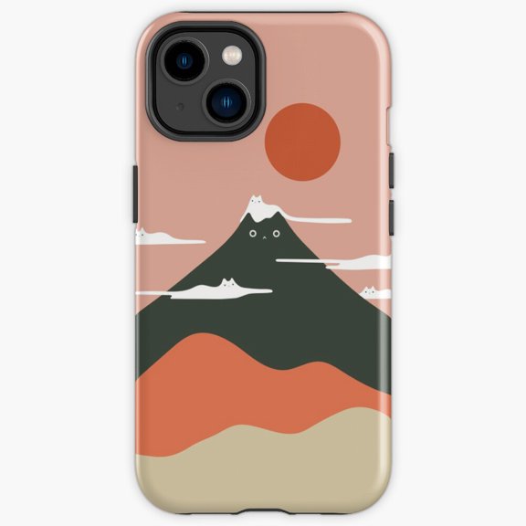 Protective iPhone Case Cat Landscape Seventy Two A Serene Feline In Meadow Fine Art Guard IP15 Magnetic MagSafe Compatible