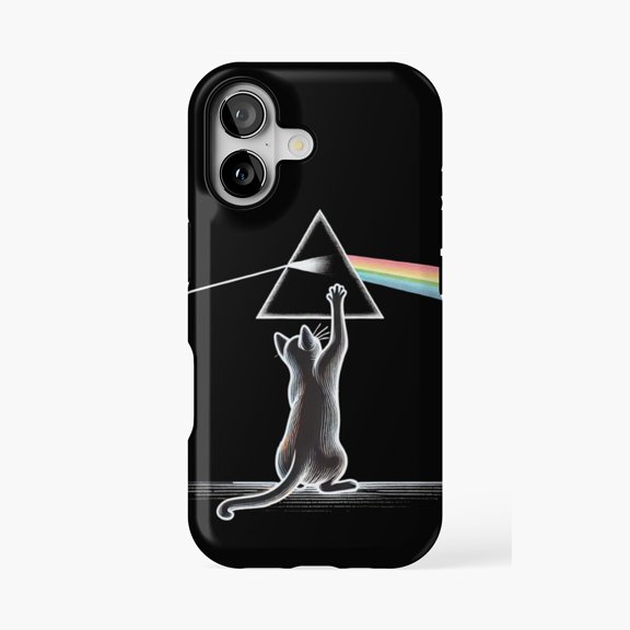 Protective iPhone Case Cat Prism Rainbow Design Phone Case IP13/14 Magnetic MagSafe Compatible