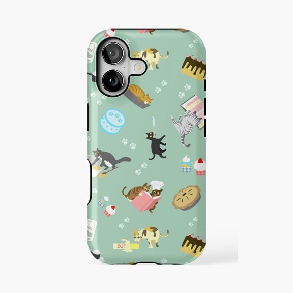 Protective iPhone Case Cats Baking Cakes Design Phone Case IP16 Magnetic MagSafe Compatible