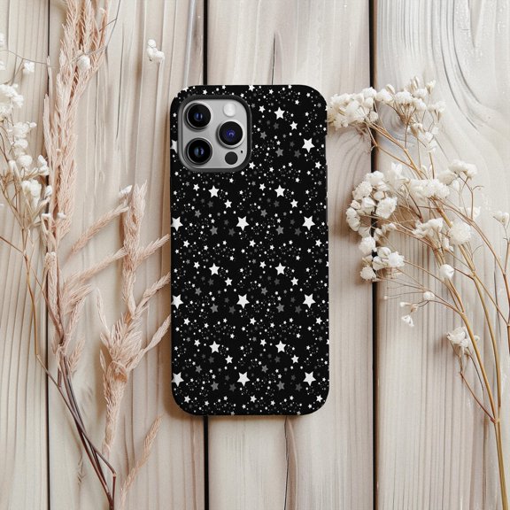 Protective iPhone Case Celestial Stars Protective Cell Phone Case Black And White Pattern Cover IP15 Magnetic MagSafe Compatible