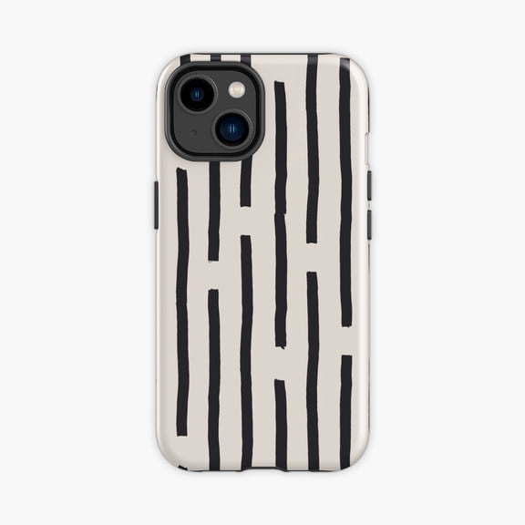 Protective iPhone Case Charcoal Off White Bold Stripe Phone Case IP13/14 Magnetic MagSafe Compatible