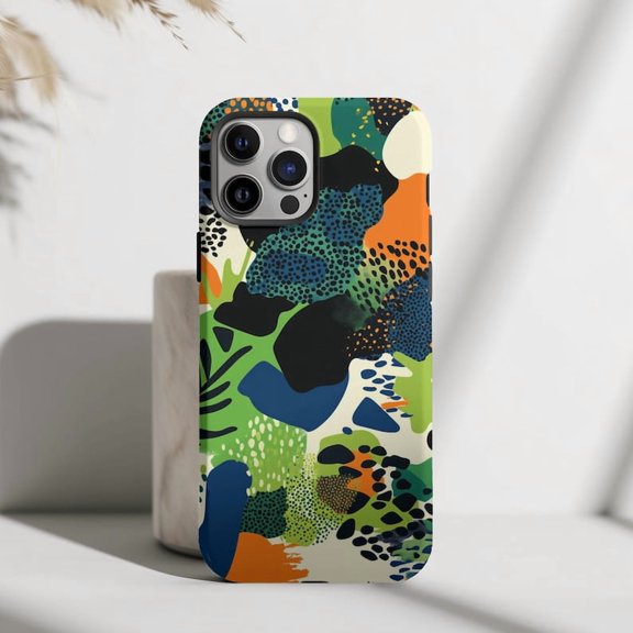 Protective iPhone Case Checkered Camouflage Phone Case Old School Camo Pattern Tough Cover IP 15ProMax Magnetic MagSafe Compatible