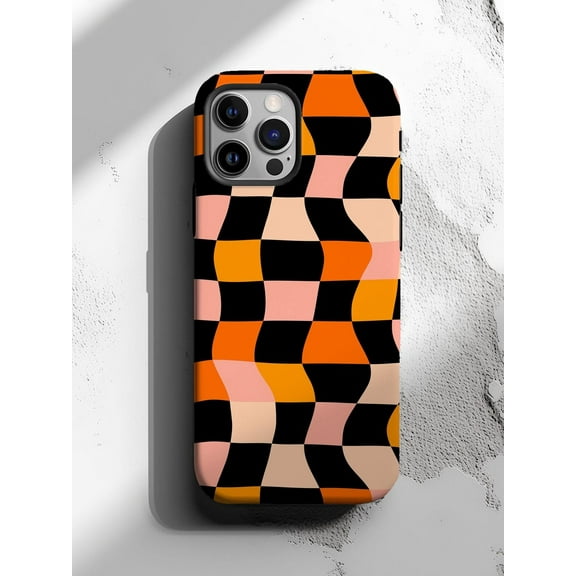 Protective iPhone Case Checkered Phone Case Winter Fall Colors Pattern IP16 Magnetic MagSafe Compatible