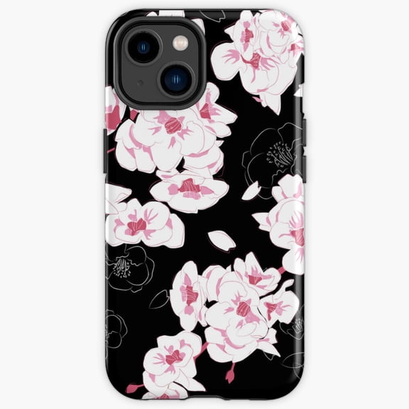 Protective iPhone Case Cherry Blossoms Pastel Pink Japanese Sakura Branch Cover Heavy Duty Shockproof Hard Shell IP15 Magnetic MagSafe Compatible