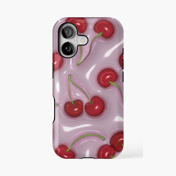 Protective iPhone Case Cherry Fruit Pattern Design Phone Case IP15 Magnetic MagSafe Compatible