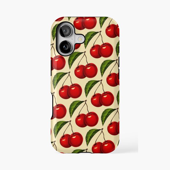 Protective iPhone Case Cherry Pattern Design Phone Case IP13/14 Magnetic MagSafe Compatible