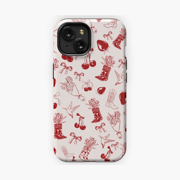 Protective iPhone Case Cherry Phone Case Western Summer Theme IP16 Magnetic MagSafe Compatible