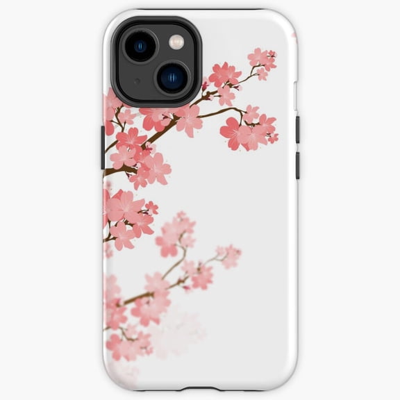 Protective iPhone Case Cherry Red Fruit Branch Summer Orchard Pattern Grid Heavy Duty Shockproof Hard Shell IP13/14 Magnetic MagSafe Compatible
