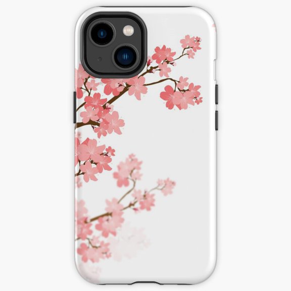 Protective iPhone Case Cherry Red Fruit Branch Summer Orchard Pattern Grid Heavy Duty Shockproof Hard Shell IP15 Magnetic MagSafe Compatible