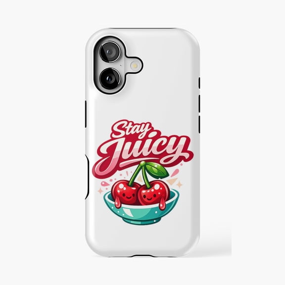 Protective iPhone Case Cherry Stay Juicy Cute Fruit Phone Case IP13/14 Magnetic MagSafe Compatible