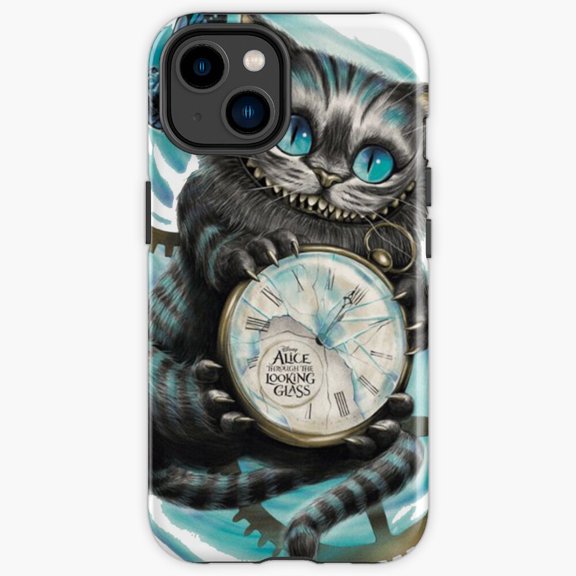 Protective iPhone Case Cheshire Cat Grinning Whimsical Magic Wonderland Graphic Shell IP15 Magnetic MagSafe Compatible