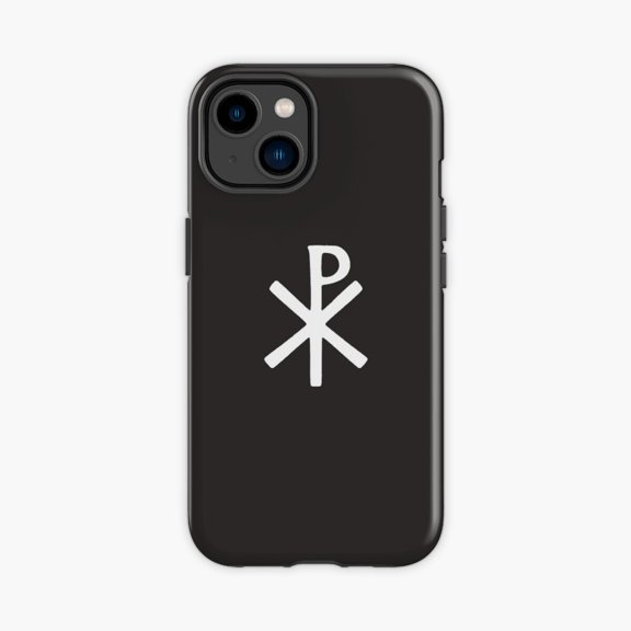 Protective iPhone Case Chi Rho Pax Domini Christian Symbol White Design Phone Case IP13/14 Magnetic MagSafe Compatible
