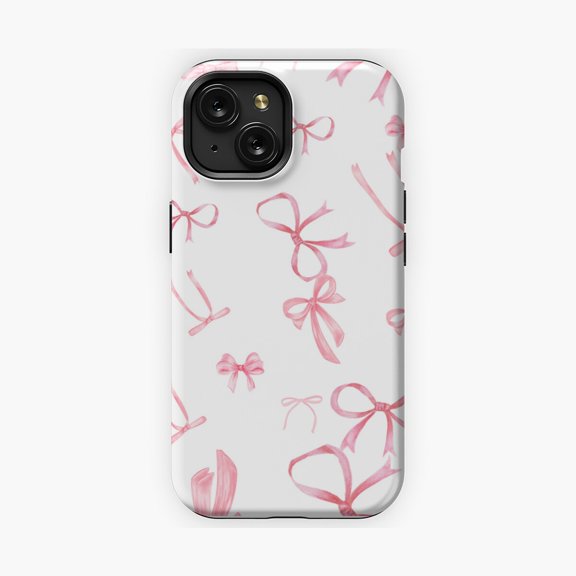 Protective iPhone Case Chic Bows Aesthetic Phone Case Stylish Minimal Design IP13/14 Magnetic MagSafe Compatible