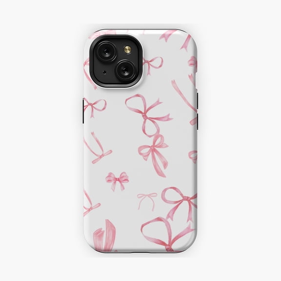 Protective iPhone Case Chic Bows Aesthetic Phone Case Stylish Minimal Design IP15 Magnetic MagSafe Compatible