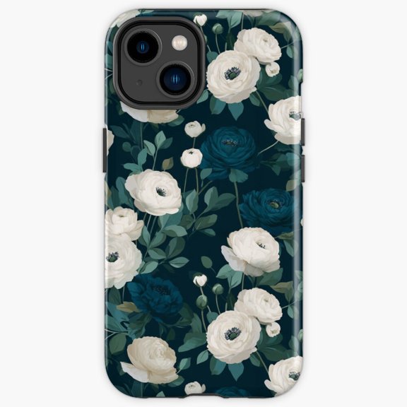 Protective iPhone Case Chic Delicate Ranunculus Texture For Seasonal Decor Heavy Duty Shockproof Hard Shell IP13/14 Magnetic MagSafe Compatible