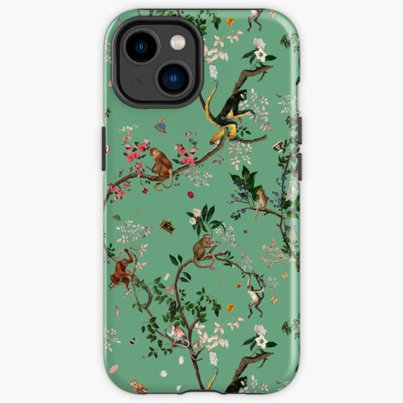 Protective iPhone Case Chimpanzee Wildlife Park Forest Jungle Canopy Art Heavy Duty Shockproof Hard Shell IP15 Magnetic MagSafe Compatible