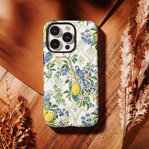 Protective iPhone Case Chinoiserie Bird Floral Traditional Oriental Pattern Cover Case Version IP16 Magnetic MagSafe Compatible