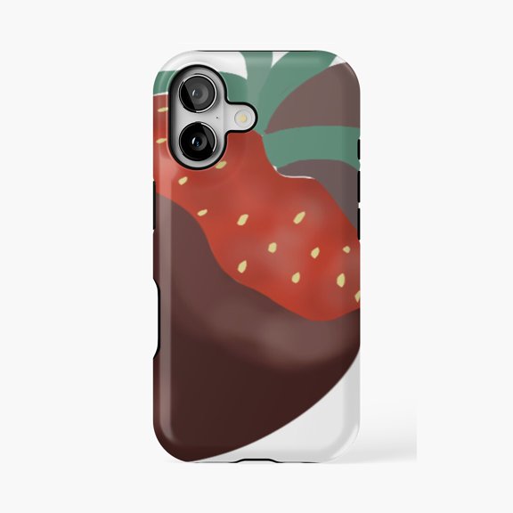 Protective iPhone Case Chocolate Covered Strawberry Dessert Phone Case IP13/14 Magnetic MagSafe Compatible