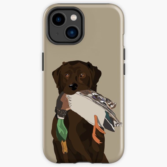 Protective iPhone Case Chocolate Lab Bird Dog Faithful Retriever Field Hunting Shield IP13/14 Magnetic MagSafe Compatible