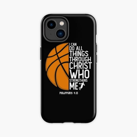 Protective iPhone Case Christian Basketball Philippians 4:13 Phone Case IP13/14 Magnetic MagSafe Compatible