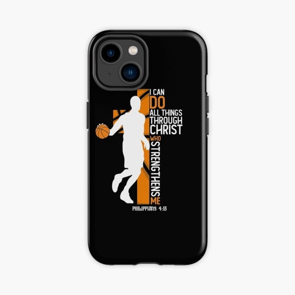 Protective iPhone Case Christian Basketball Philippians 4:13 Phone Case IP13/14 Magnetic MagSafe Compatible